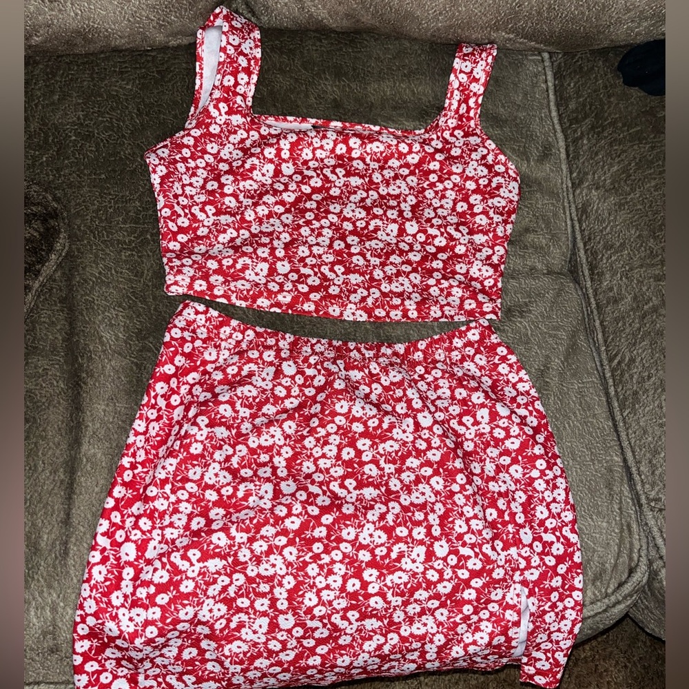 SHEIN skirt and crop top set